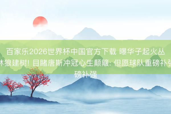 百家乐2026世界杯中国官方下载 曝华子起火丛林狼建树! 目睹唐斯冲冠心生颠簸: 但愿球队重磅补强